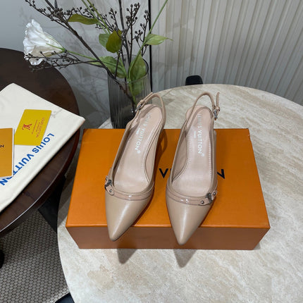 HIGH SLINGBACKS 5 CM IN BEIGE CREAM CALFSKIN