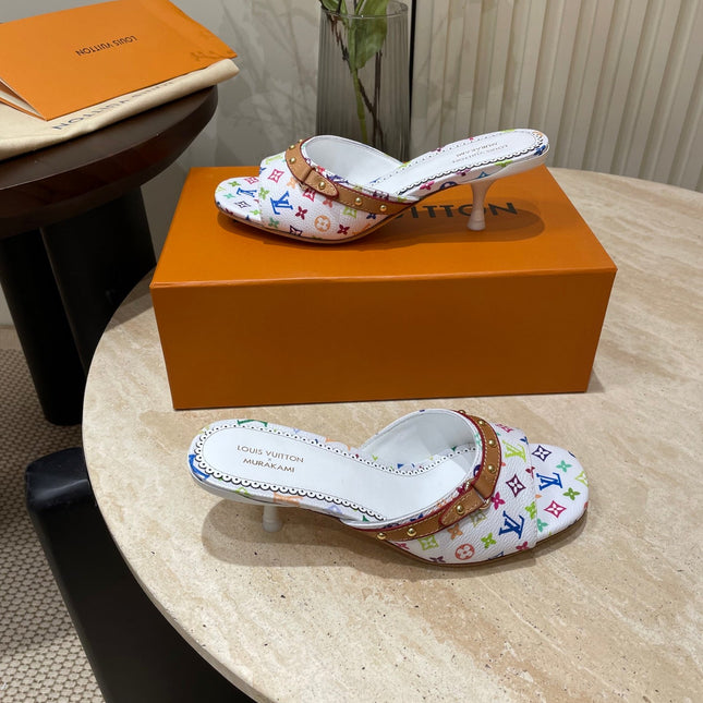 HIGH 5 CM MULES IN WHITE MONOGRAM LAMBSKIN