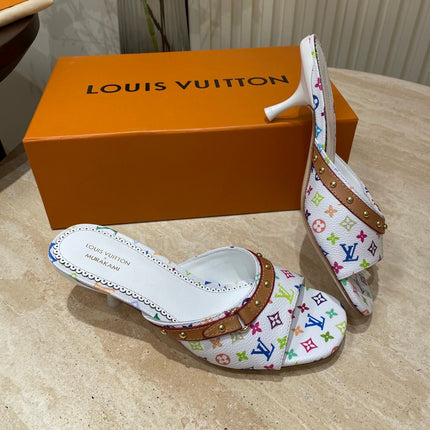 HIGH 5 CM MULES IN WHITE MONOGRAM LAMBSKIN