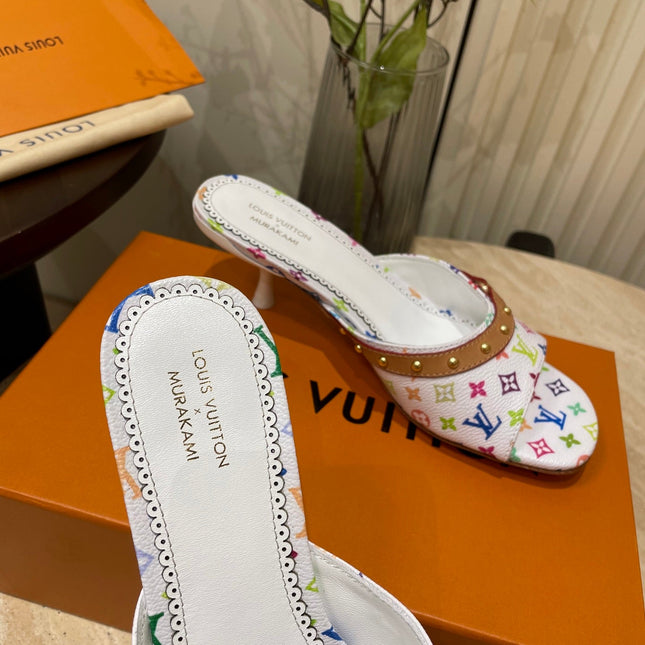 HIGH 5 CM MULES IN WHITE MONOGRAM LAMBSKIN