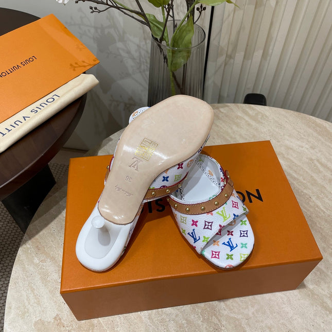 HIGH 5 CM MULES IN WHITE MONOGRAM LAMBSKIN