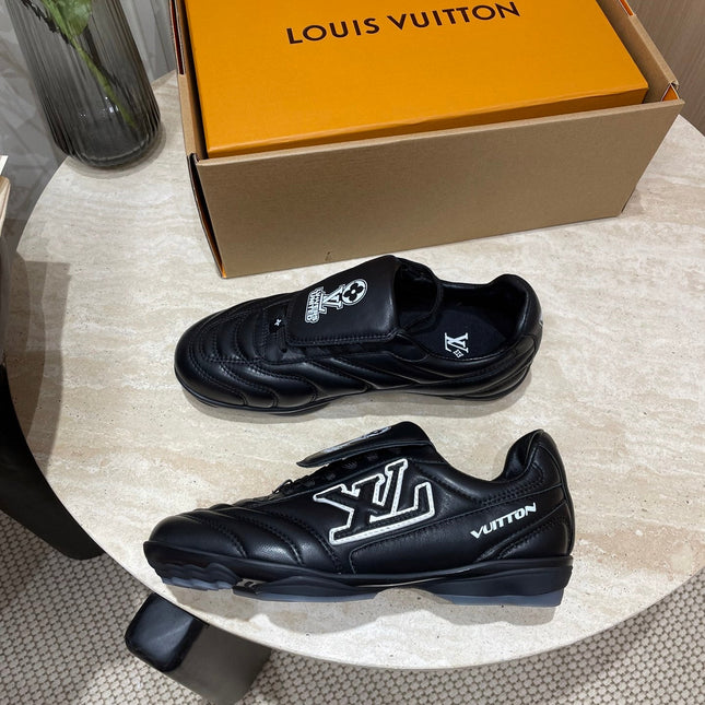 FOOTPRINT SOCCER SNEAKER IN BLACK CALFSKIN