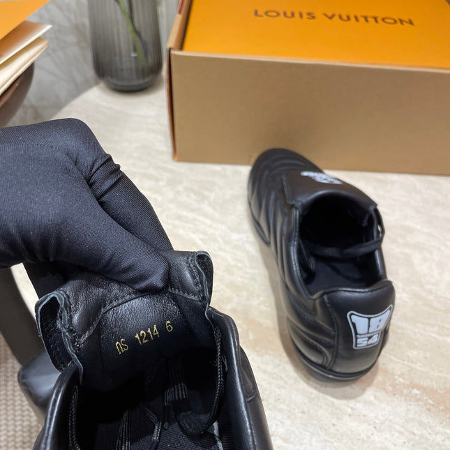 FOOTPRINT SOCCER SNEAKER IN BLACK CALFSKIN