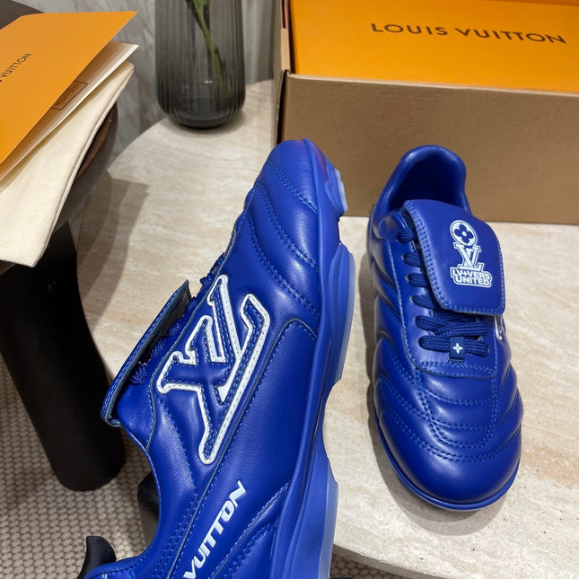 FOOTPRINT SOCCER SNEAKER IN COBALT BLUE CALFSKIN