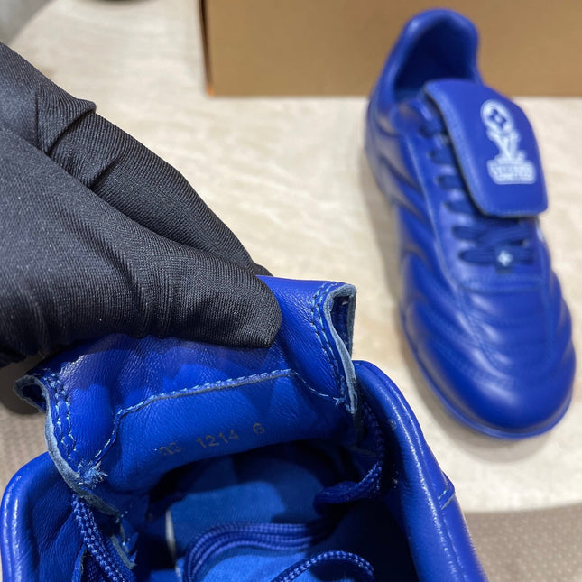 FOOTPRINT SOCCER SNEAKER IN COBALT BLUE CALFSKIN