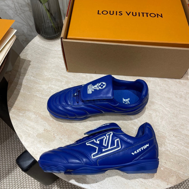 FOOTPRINT SOCCER SNEAKER IN COBALT BLUE CALFSKIN