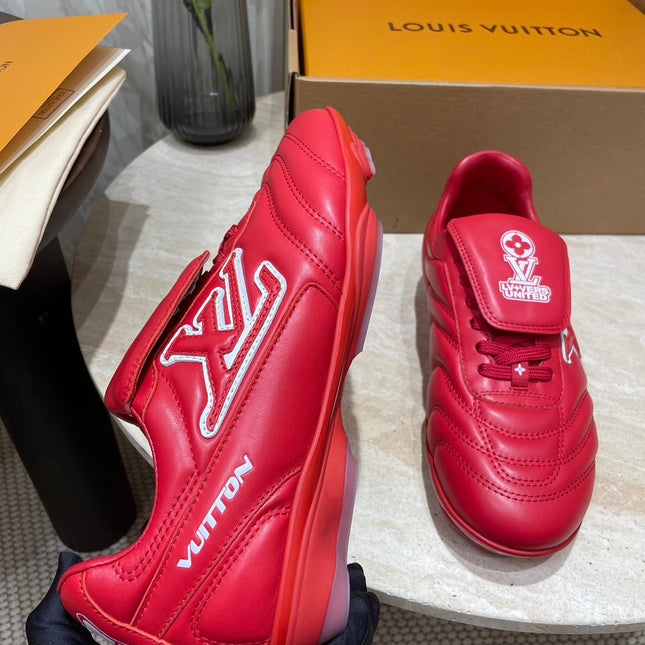 FOOTPRINT SOCCER SNEAKER IN CHERRY RED CALFSKIN
