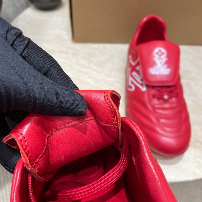 FOOTPRINT SOCCER SNEAKER IN CHERRY RED CALFSKIN