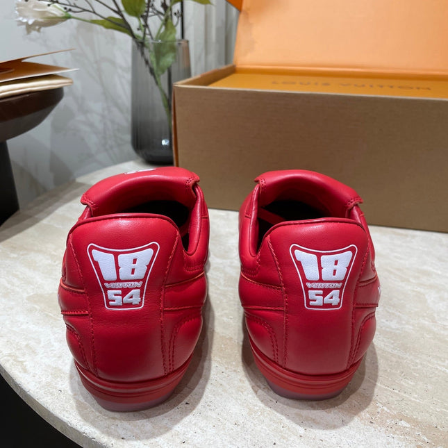FOOTPRINT SOCCER SNEAKER IN CHERRY RED CALFSKIN