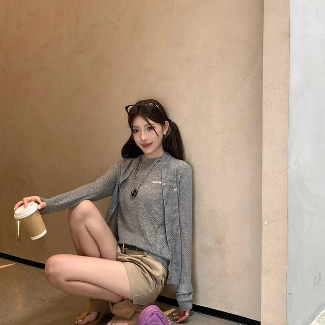 MIUMIU SHORT-SLEEVE KNIT TOP STYLE 410