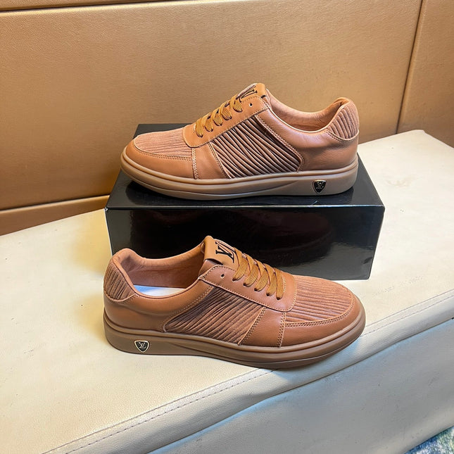 LV SNEAKERS IN RUSSET BROWN CALFSKIN AND SUEDE