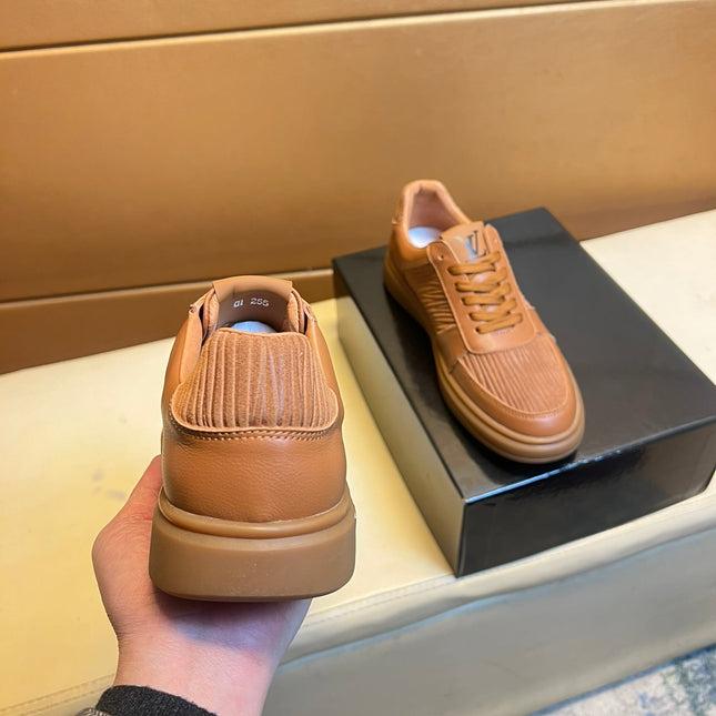 LV SNEAKERS IN RUSSET BROWN CALFSKIN AND SUEDE