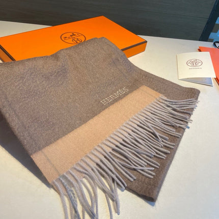 SCARF 180 CM IN MEDIUM BROWN CASHMERE 366046