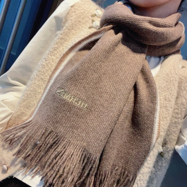 SCARF 180 CM IN MEDIUM BROWN MIX WHITE CASHMERE 376517