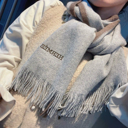 SCARF 180 CM IN DOLPHIN GRAY MIX CAMEL BROWN CASHMERE 376518