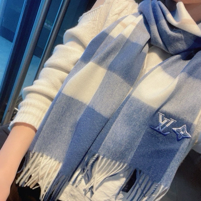 SCARF 185 CM IN BLUE CASHMERE 387890