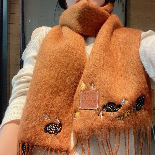 SCARF 185 CM IN BRONZE BROWN MOHAIR AND WOOL 393253