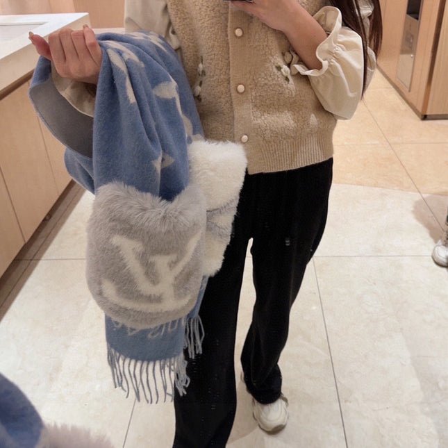 COLD REYKJAVIK SCARF 190 CM IN STEEL BLUE CASHMERE 394490