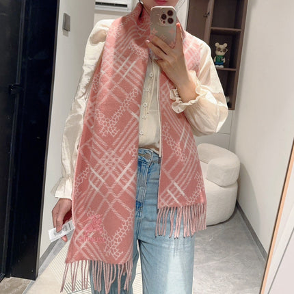 CLASSIC CHECK SCARF 168 CM IN ROSE PINK CASHMERE 396321
