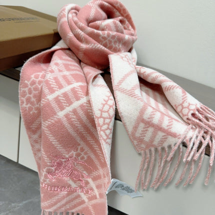 CLASSIC CHECK SCARF 168 CM IN ROSE PINK CASHMERE 396321