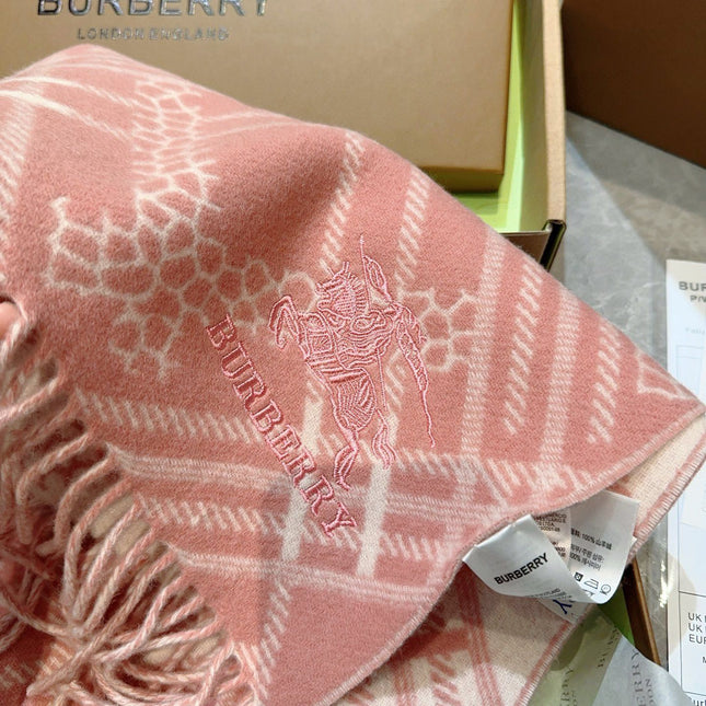 CLASSIC CHECK SCARF 168 CM IN ROSE PINK CASHMERE 396321