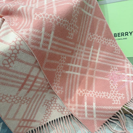 CLASSIC CHECK SCARF 168 CM IN ROSE PINK CASHMERE 396321