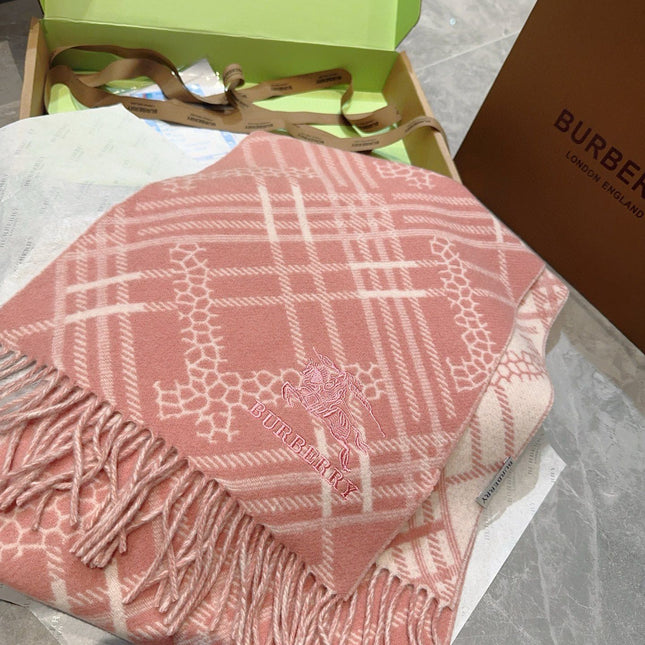 CLASSIC CHECK SCARF 168 CM IN ROSE PINK CASHMERE 396321