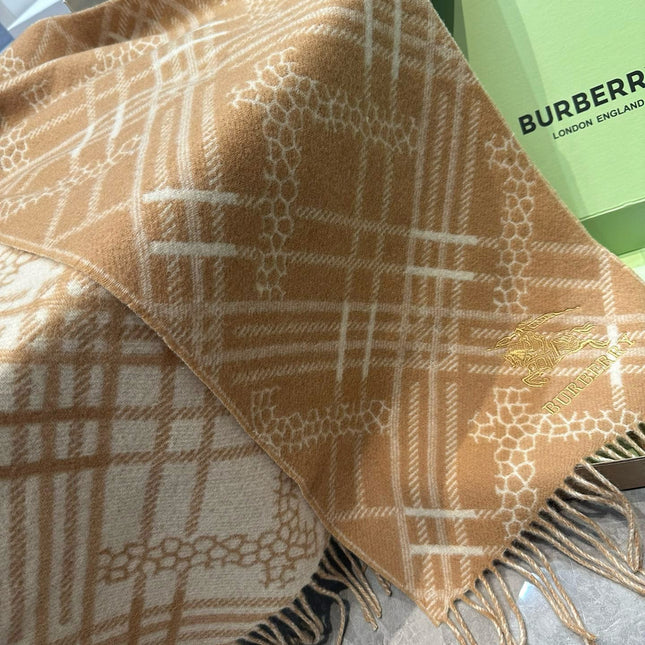 CLASSIC CHECK SCARF 168 CM IN CIDER BROWN CASHMERE 396322