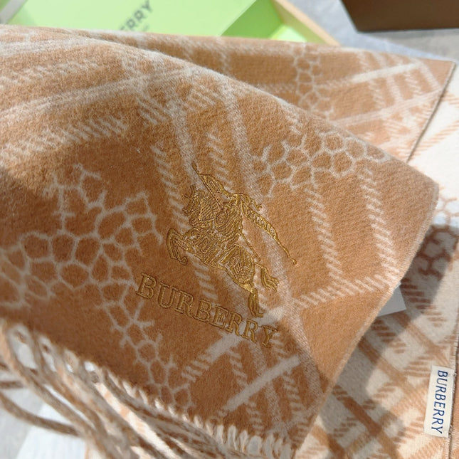 CLASSIC CHECK SCARF 168 CM IN CIDER BROWN CASHMERE 396322