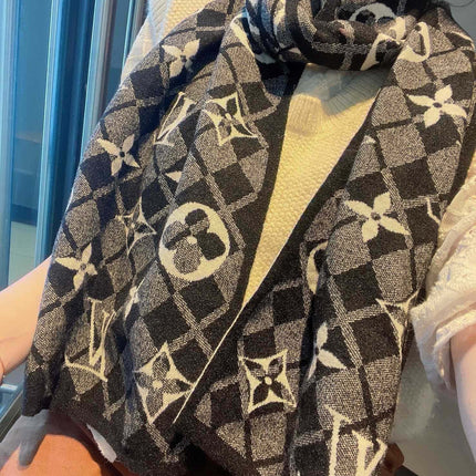 SCARF 180 CM IN BLACK MIX WHITE CASHMERE 398237