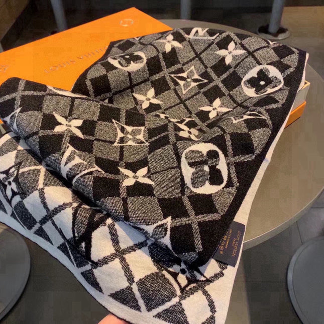 SCARF 180 CM IN BLACK MIX WHITE CASHMERE 398237