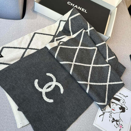 SCARF 180 CM IN MOUSE GRAY MIX WHITE CASHMERE 401970
