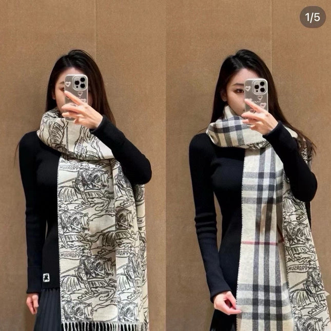 REVERSIBLE EKD STONE GRAY CASHMERE 210 CM SCARF 407191