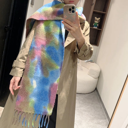 RAINBOW SCARF 185 CM IN COLORFUL MOHAIR AND WOOL 408581