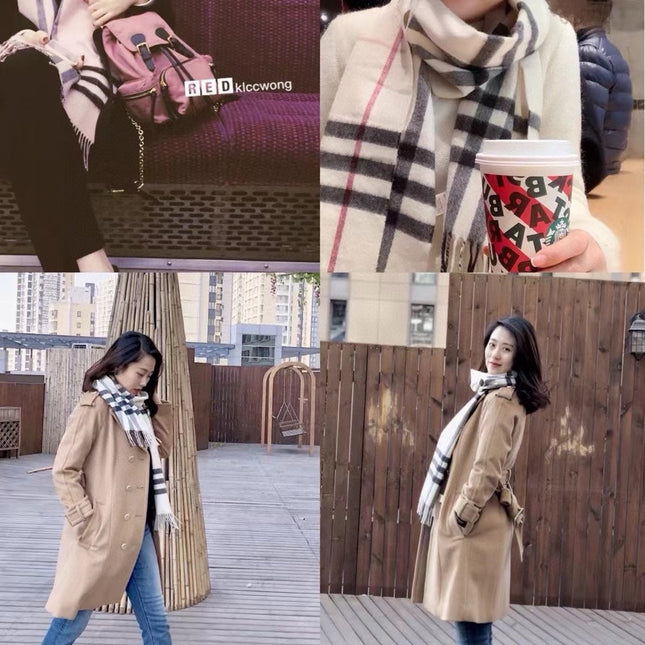 SCARF 168 CM IN BLACK MIX WHITE CASHMERE 408588