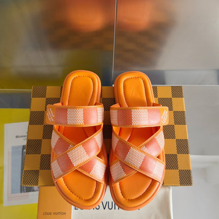 LV VENICE MULE SLIDE SANDALS MONOGRAM TIGER ORANGE