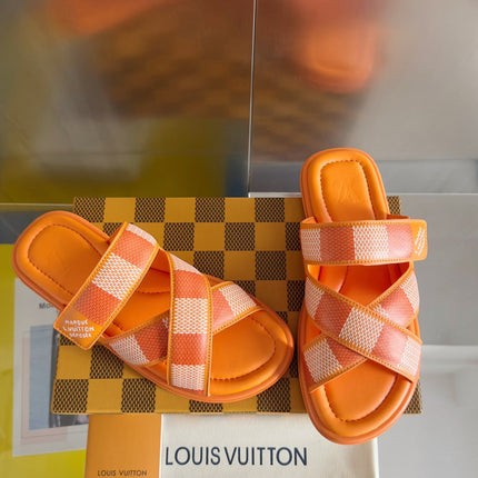 LV VENICE MULE SLIDE SANDALS MONOGRAM TIGER ORANGE