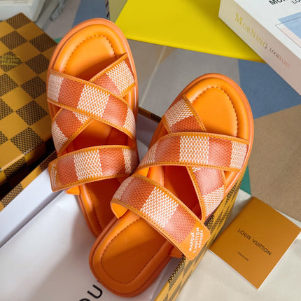 LV VENICE MULE SLIDE SANDALS MONOGRAM TIGER ORANGE