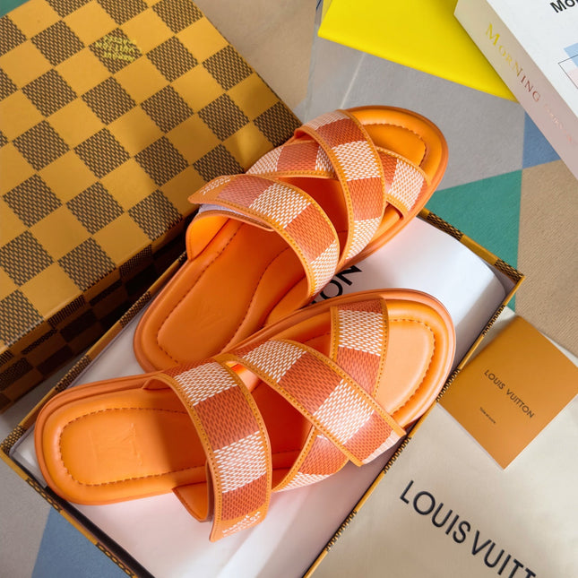 LV VENICE MULE SLIDE SANDALS MONOGRAM TIGER ORANGE