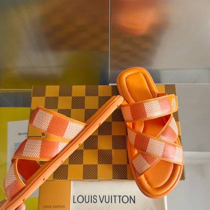 LV VENICE MULE SLIDE SANDALS MONOGRAM TIGER ORANGE