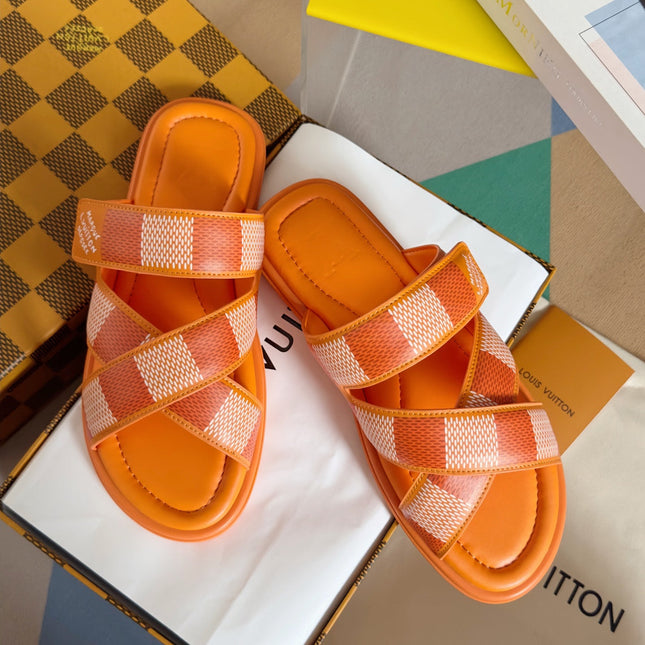 LV VENICE MULE SLIDE SANDALS MONOGRAM TIGER ORANGE
