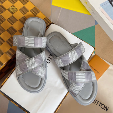 LV VENICE MULE SLIDE SANDALS MONOGRAM GRAY