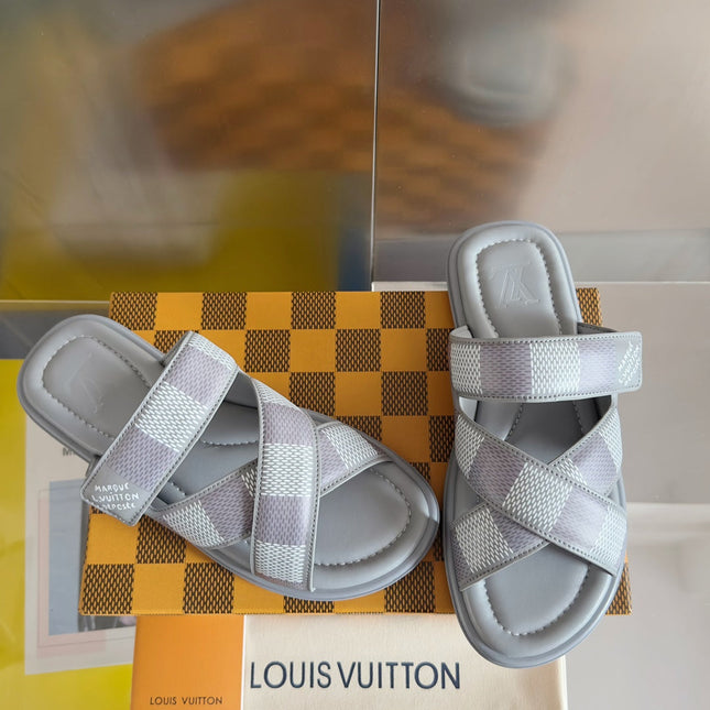 LV VENICE MULE SLIDE SANDALS MONOGRAM GRAY