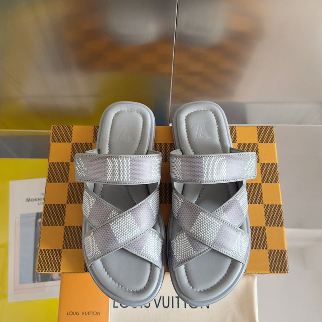 LV VENICE MULE SLIDE SANDALS MONOGRAM GRAY
