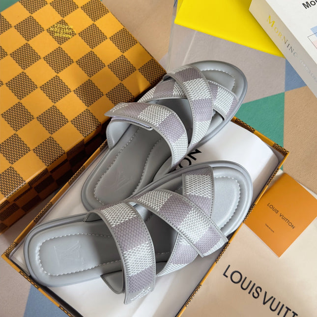 LV VENICE MULE SLIDE SANDALS MONOGRAM GRAY