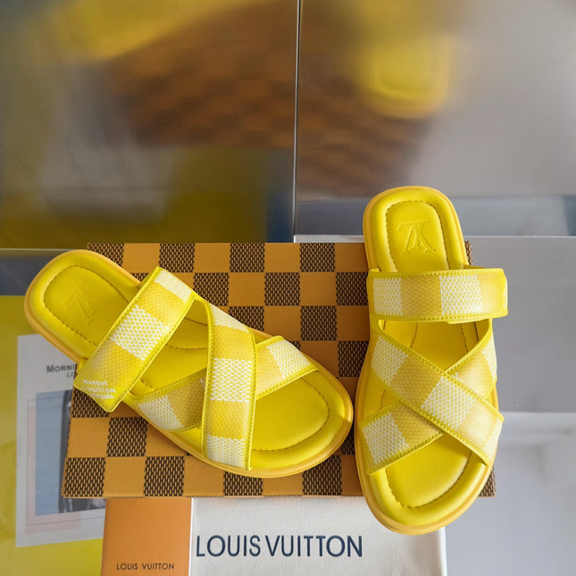 LV VENICE MULE SLIDE SANDALS MONOGRAM LEMON YELLOW