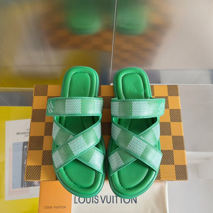 LV VENICE MULE SLIDE SANDALS MONOGRAM KELLY GREEN