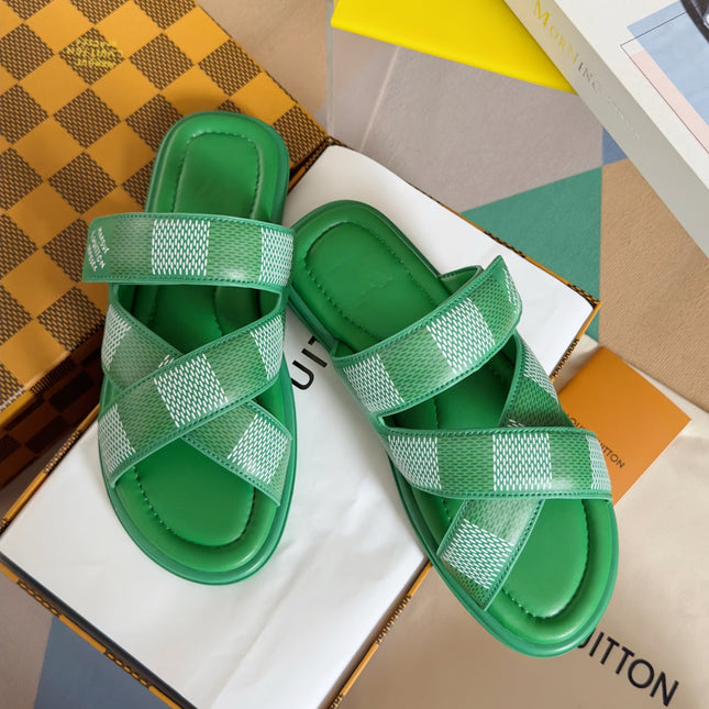 LV VENICE MULE SLIDE SANDALS MONOGRAM KELLY GREEN