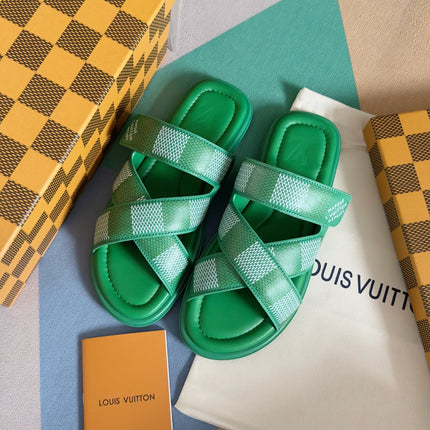 LV VENICE MULE SLIDE SANDALS MONOGRAM KELLY GREEN