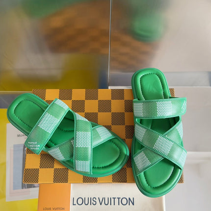 LV VENICE MULE SLIDE SANDALS MONOGRAM KELLY GREEN